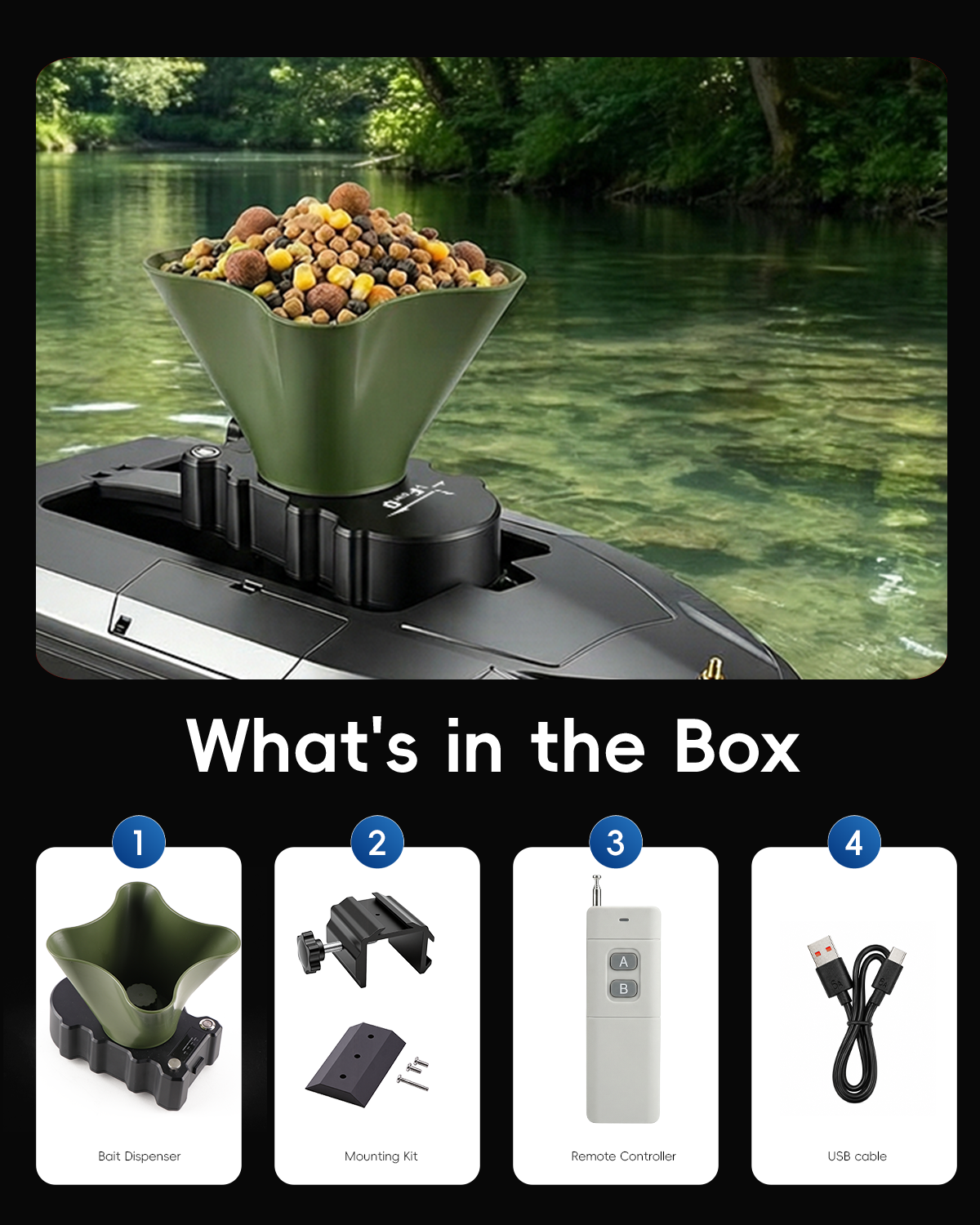 360° Rotating Bait Dispenser & - Fish Finder Cable recensione e prezzo