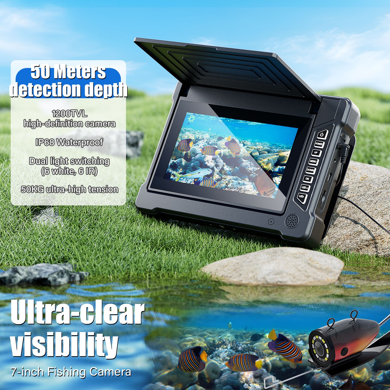 7 Inch 15M 1200TVL Underwater  - Fish Finder Cable recensione e prezzo